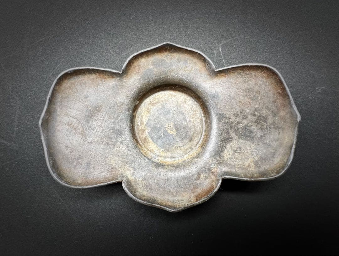 中国美術 古錫 細密彫刻 前門外楳市街永明成 托子セット　茶道具