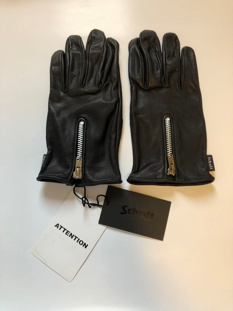 未使用 Schott ショット ブラック レザーグローブ 手袋 Sサイズ