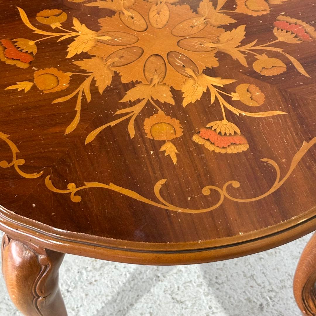 ✦90s✦ 象嵌 ラウンドテーブル 60cm 猫脚 ヨーロピアン クラシック