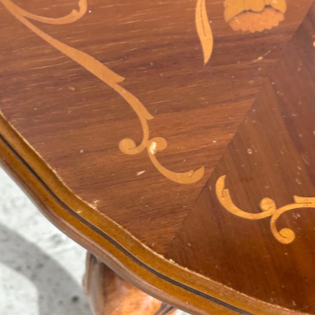 ✦90s✦ 象嵌 ラウンドテーブル 60cm 猫脚 ヨーロピアン クラシック