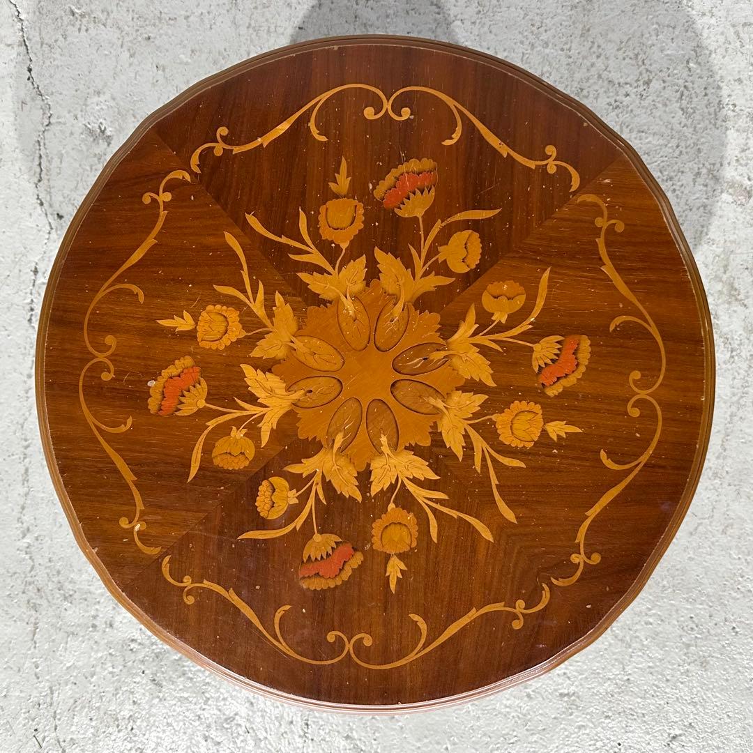 ✦90s✦ 象嵌 ラウンドテーブル 60cm 猫脚 ヨーロピアン クラシック