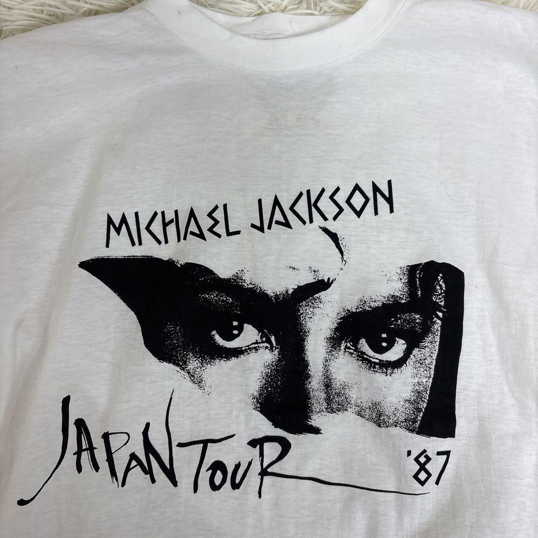 マイケルジャクソン BAD ジャパンツアー Tシャツ 白 L 87年 美品