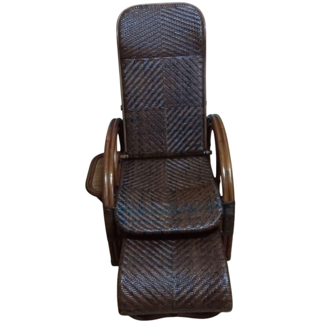 こ*こ様 ラタン　リクライニングチェア ブラウン　希少　ラタンフレーム