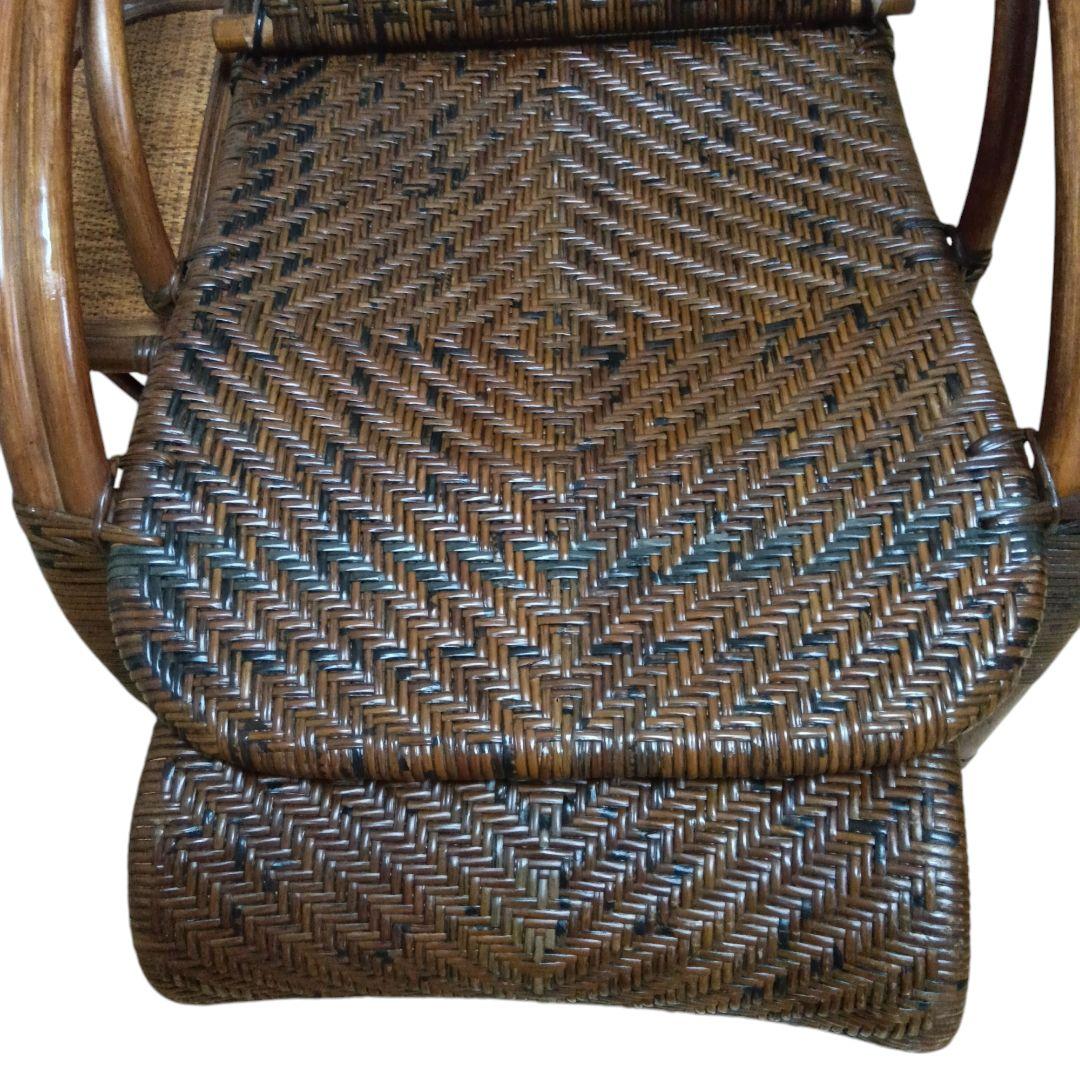 こ*こ様 ラタン　リクライニングチェア ブラウン　希少　ラタンフレーム