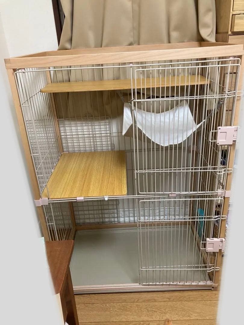 キャットケージ 二段構造 ナチュラルウッド