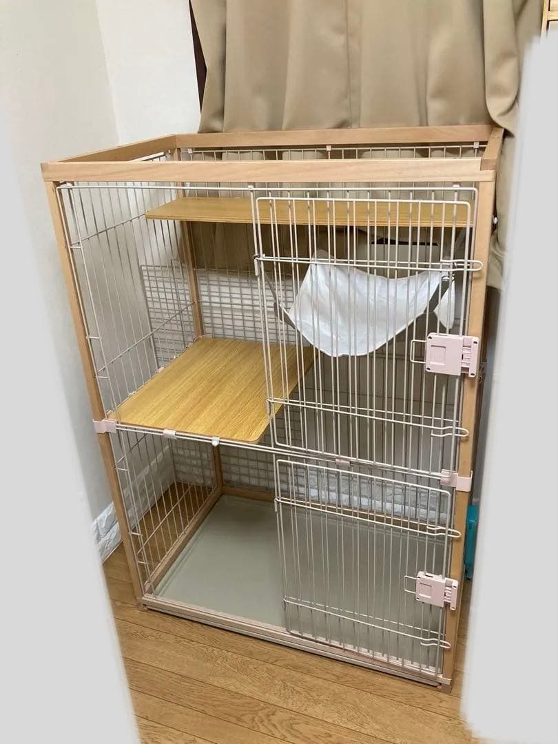 キャットケージ 二段構造 ナチュラルウッド