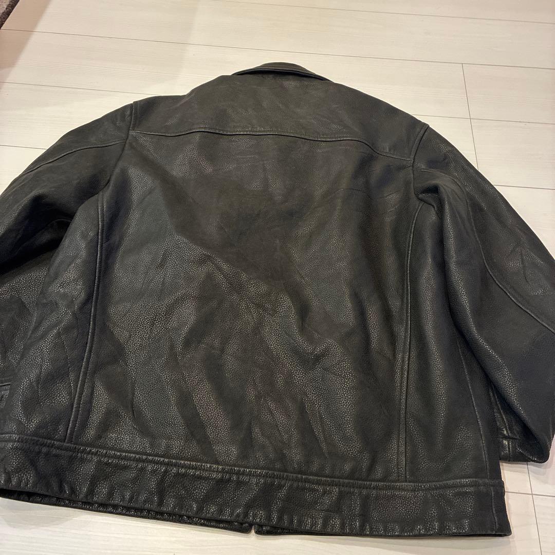 ヴィンテージ レザージャケット 本革 裏地 ウール シボ オールレザー シングル