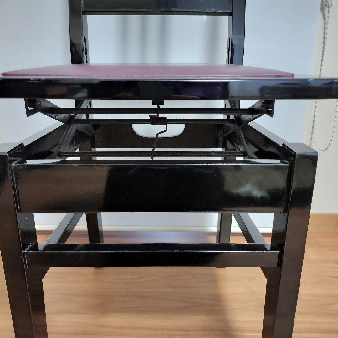 ヤマハ　ピアノトムソン椅子 黒　紫の座面