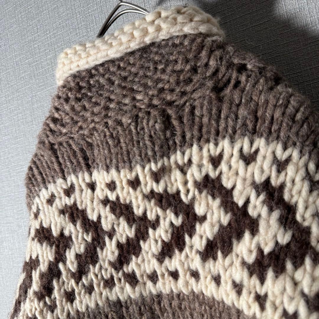 カナダ製★カウチンニット 超肉厚 ノルディック トナカイ ジップアップ XL以上