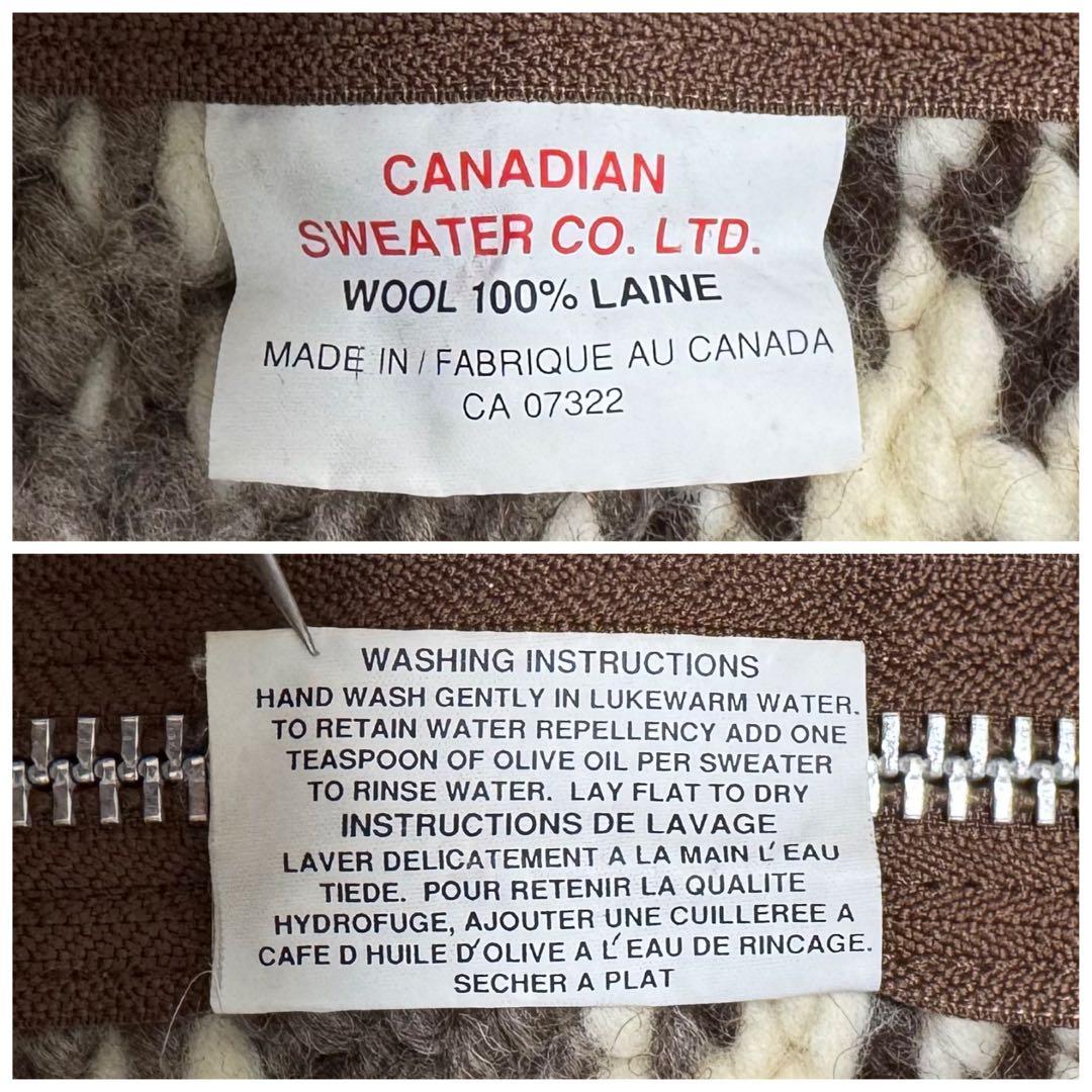 カナダ製★カウチンニット 超肉厚 ノルディック トナカイ ジップアップ XL以上