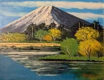 【真作】絵画　沢健　油彩6号　富士山　雄大な自然を描いた風景画　証明書付　V53
