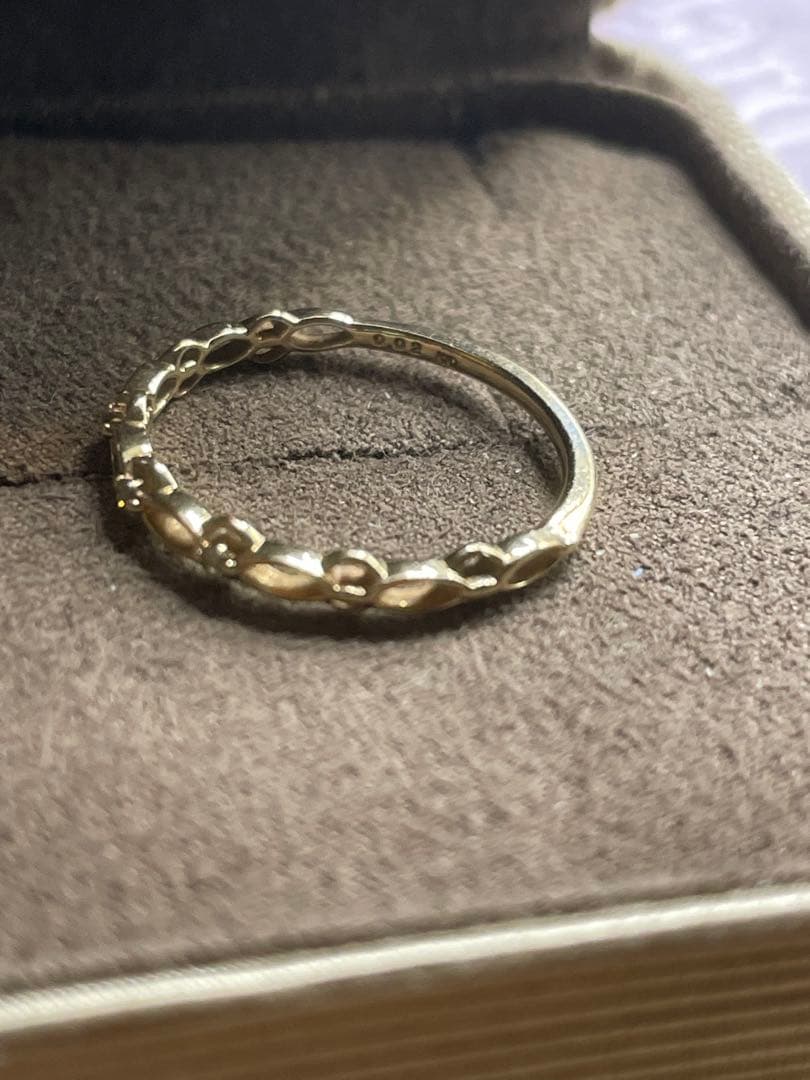 agete K10 コットンレース ダイヤモンドリング 9号