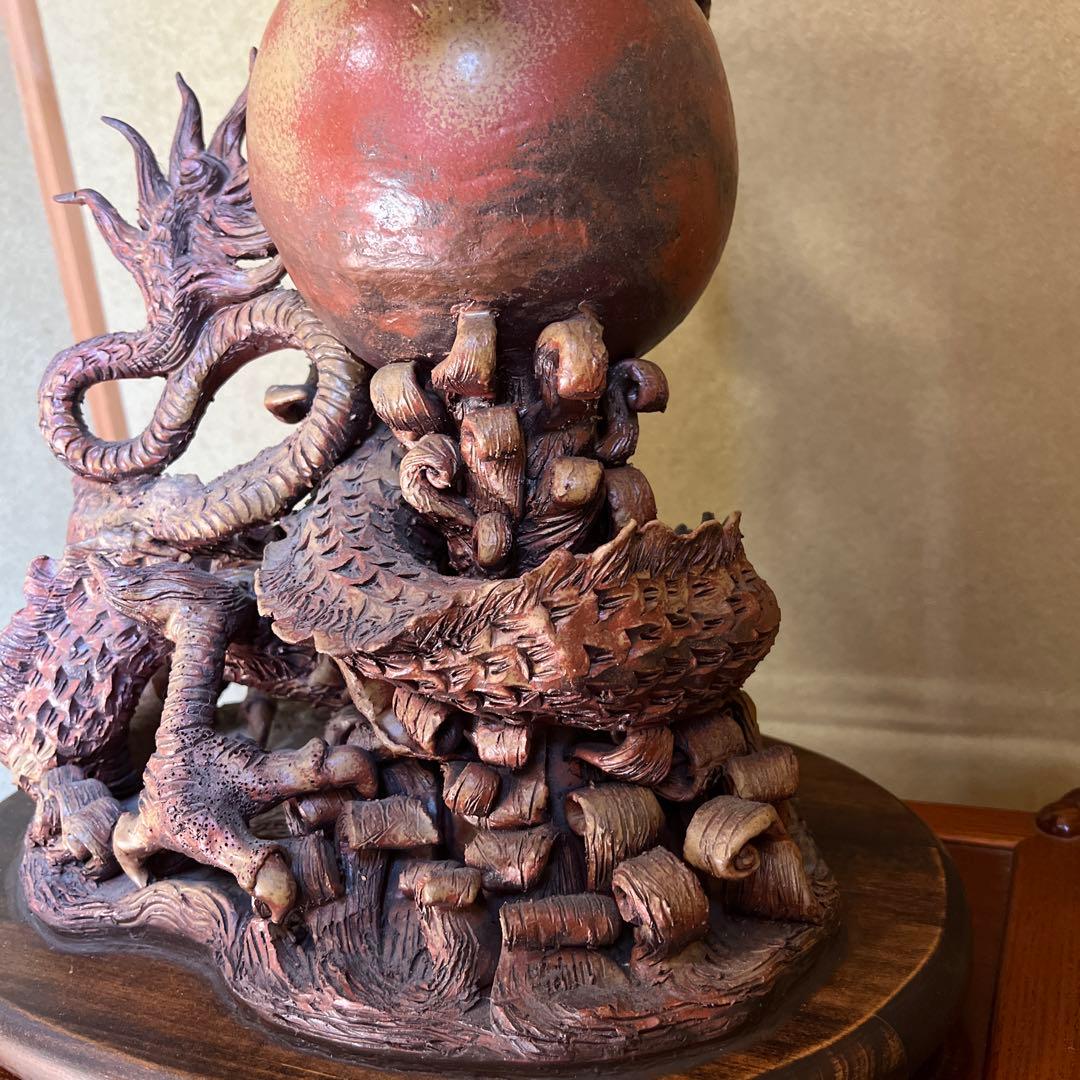 レア 貴重 骨董品 龍 龍神 竜神 竜 陶器 彫刻 壺 アンティーク 家具