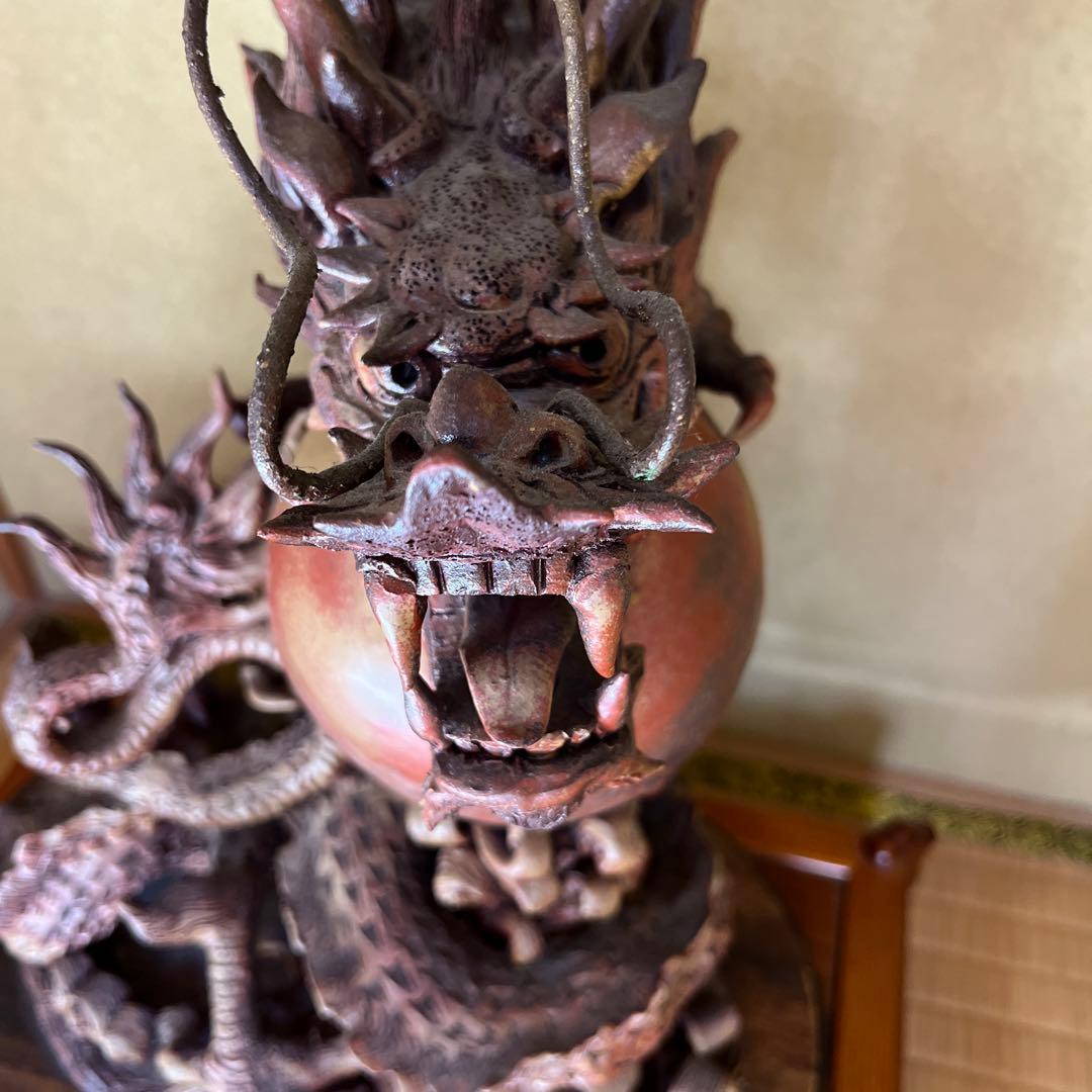 レア 貴重 骨董品 龍 龍神 竜神 竜 陶器 彫刻 壺 アンティーク 家具