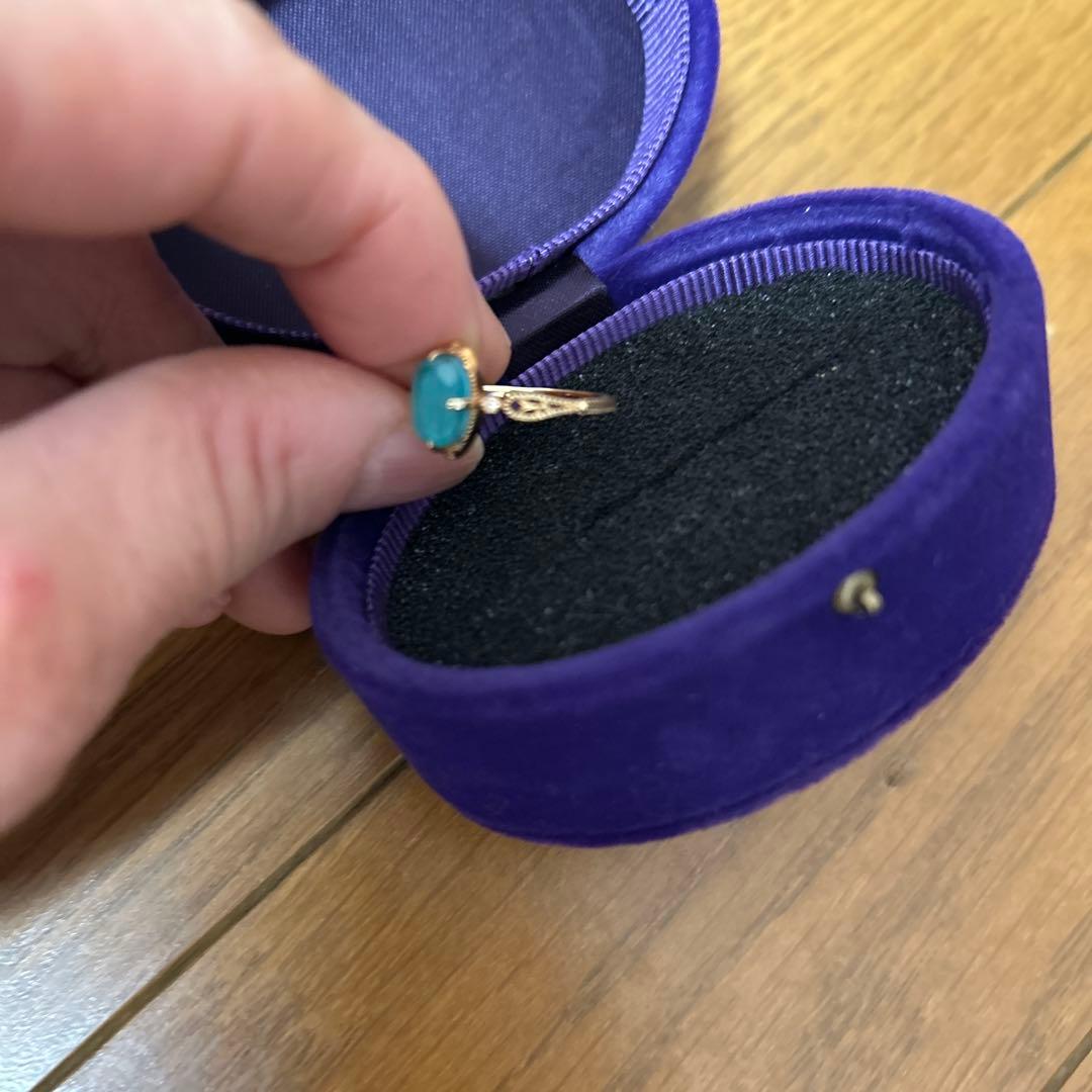 最終価格 アガットk14ターコイズダイヤモンドリング 11号