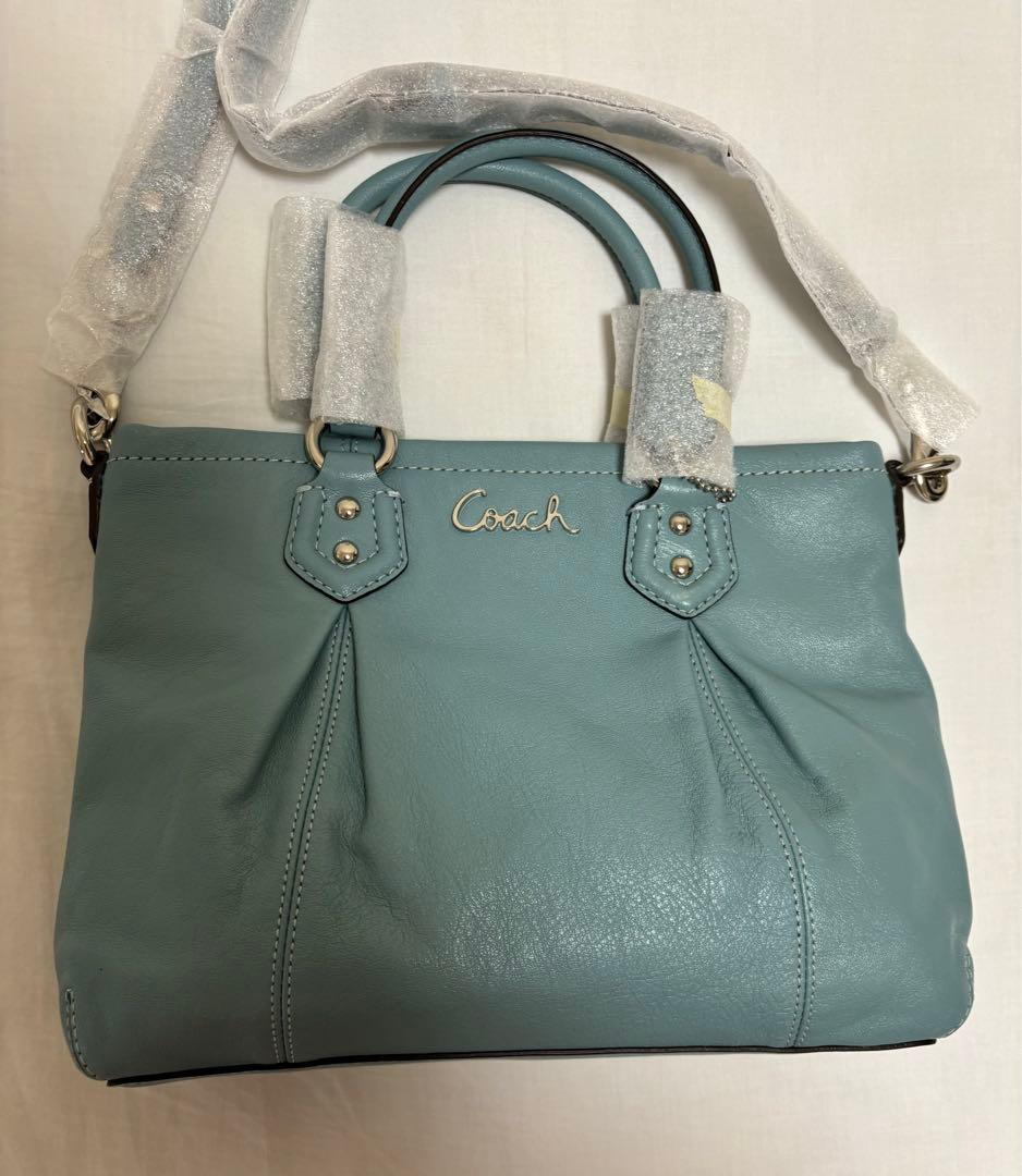 【Chiaki新品· 未使用品】コーチ本革トートバッグ 2WAY ブルー