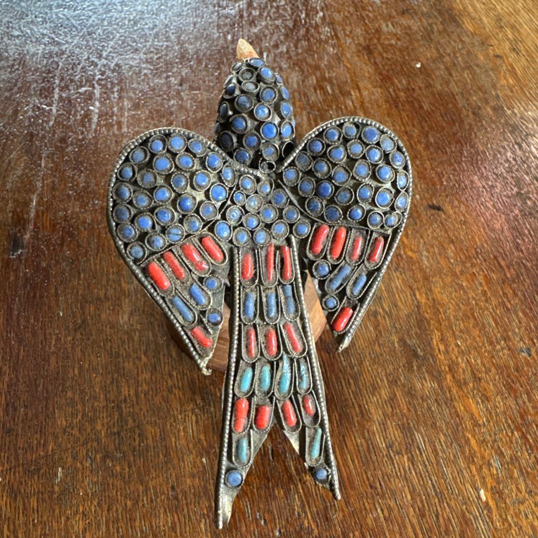 ヴィンテージチベット金属製 鳥のアートオブジェ