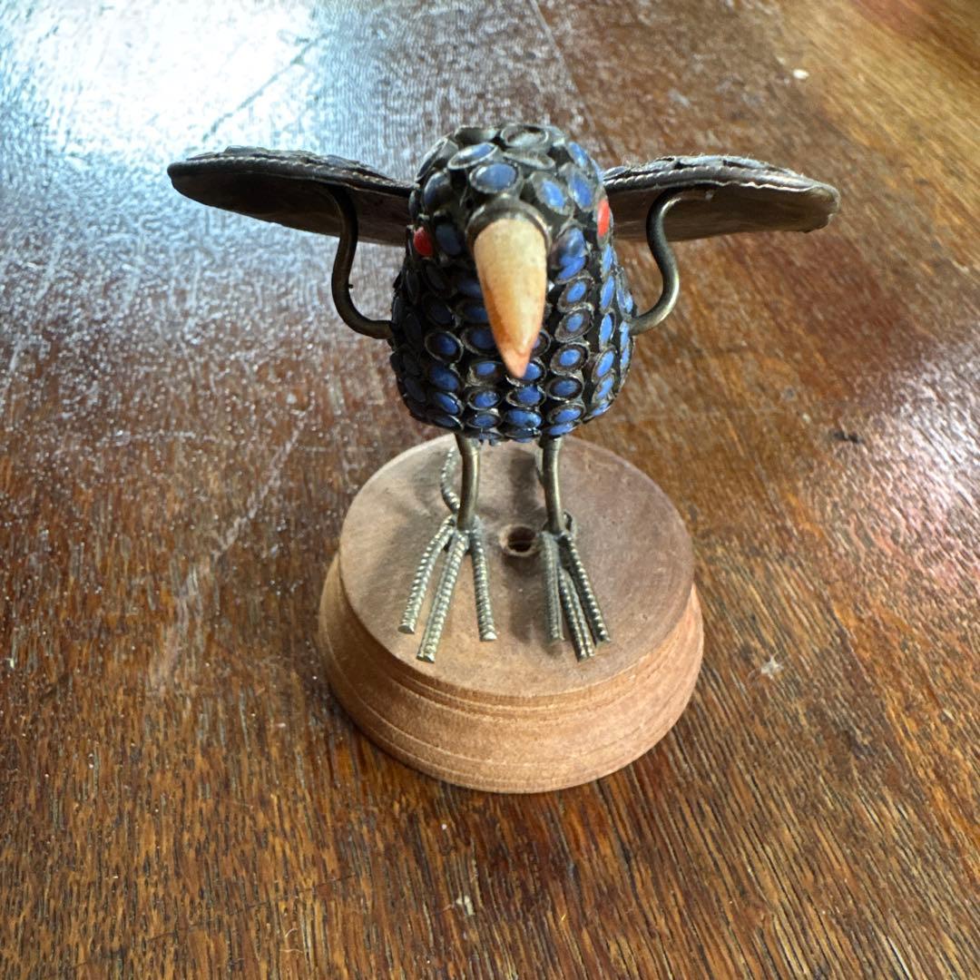 ヴィンテージチベット金属製 鳥のアートオブジェ