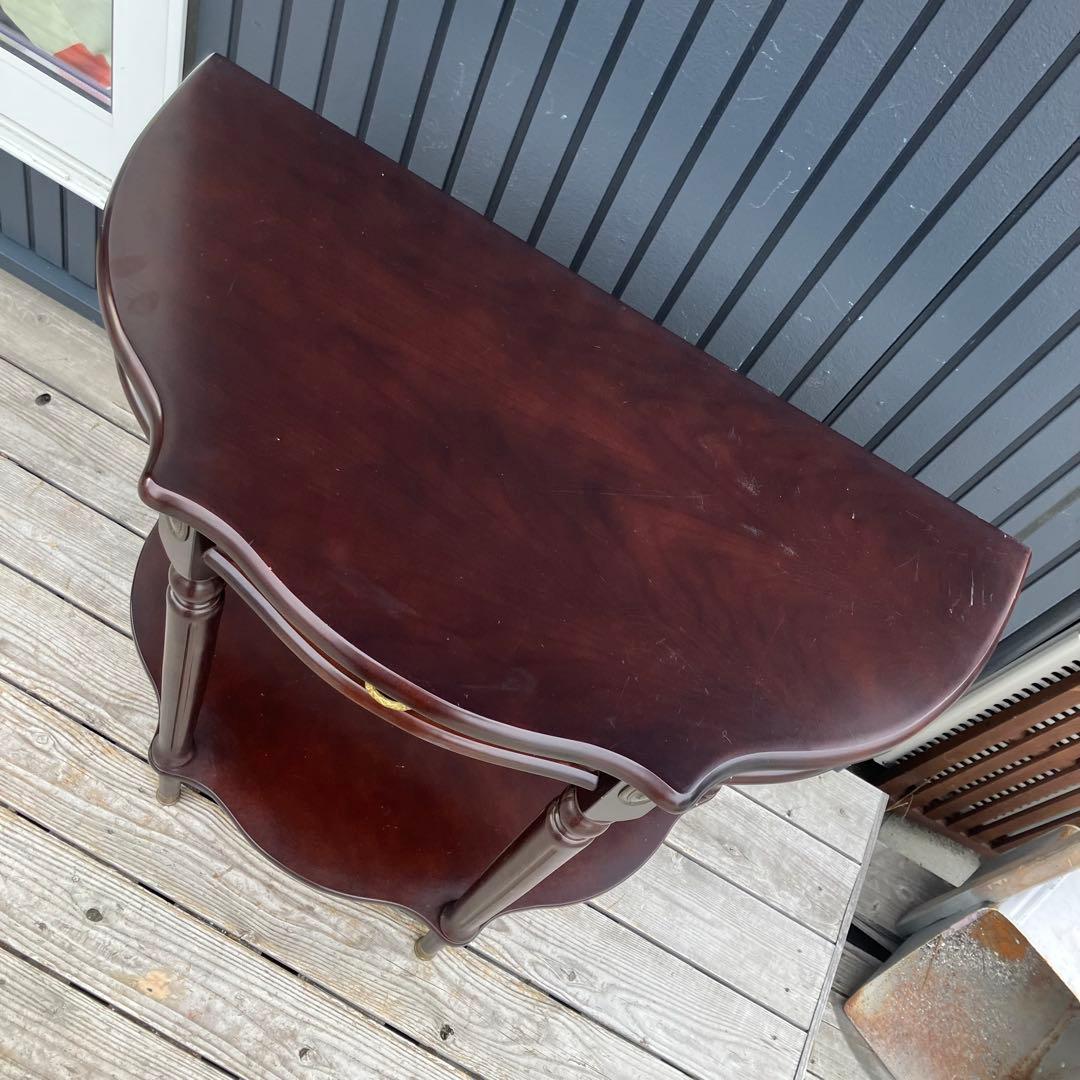 北欧レトロ アンティーク 半月型 木製コンソールテーブル サイドテーブル 古家具