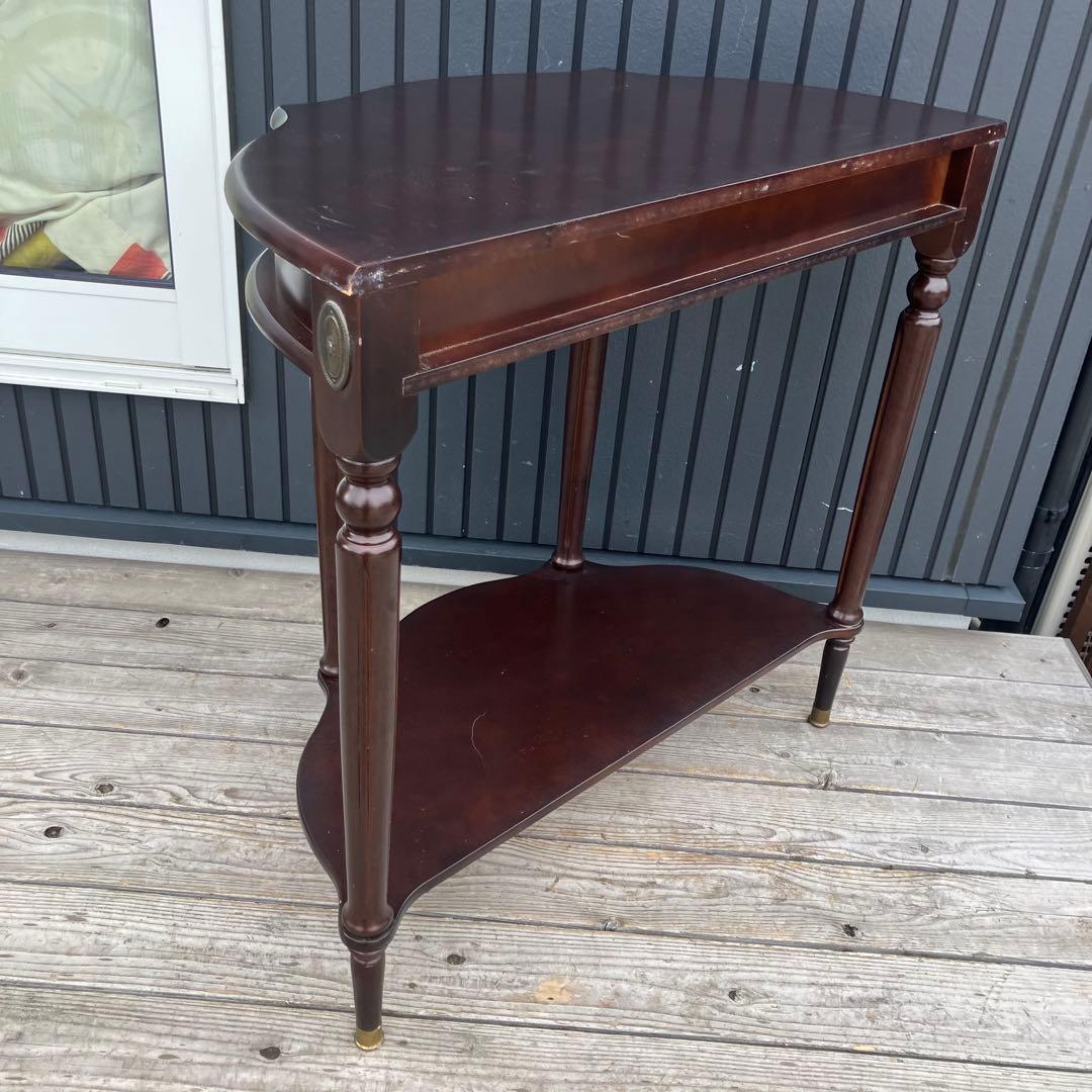 北欧レトロ アンティーク 半月型 木製コンソールテーブル サイドテーブル 古家具