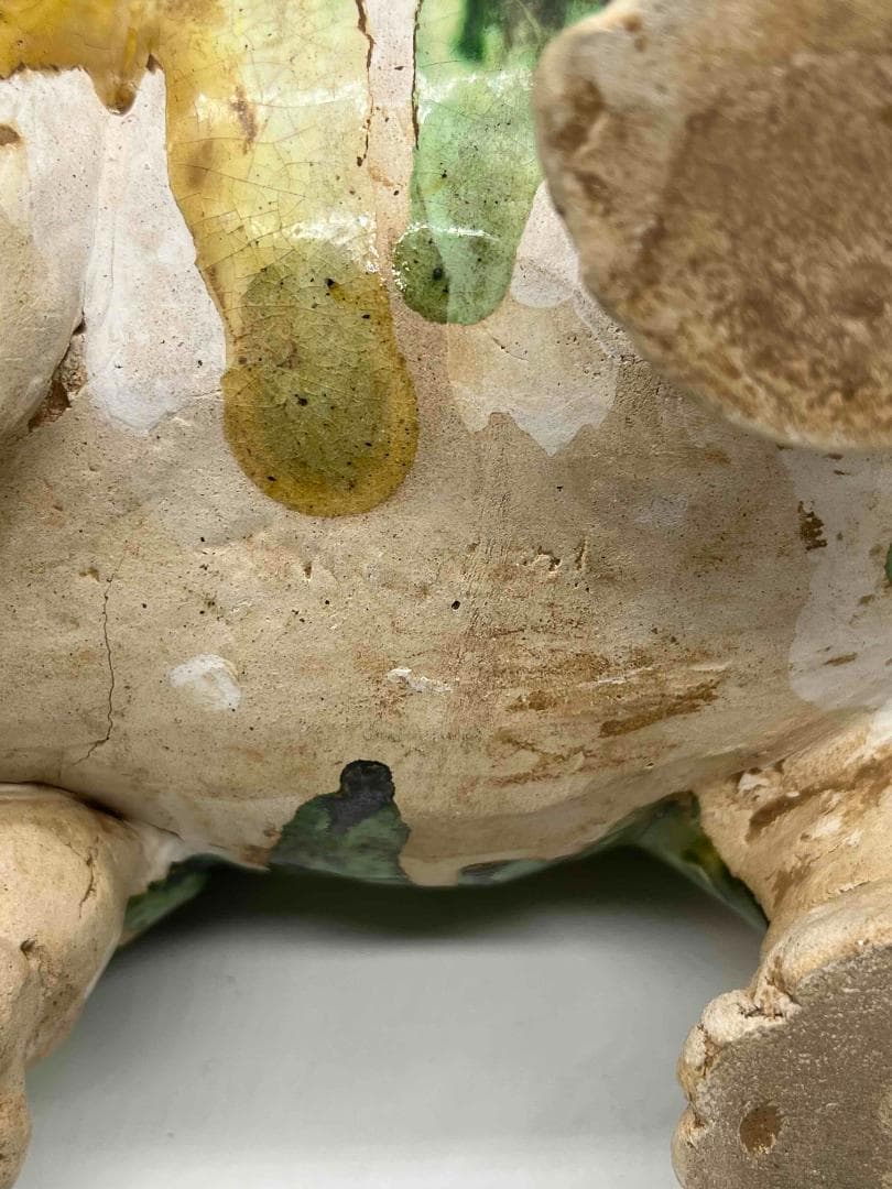 唐時代　唐三彩犀牛　極上品　【旧家旧蔵】　希少貴重　唐物(B-72)