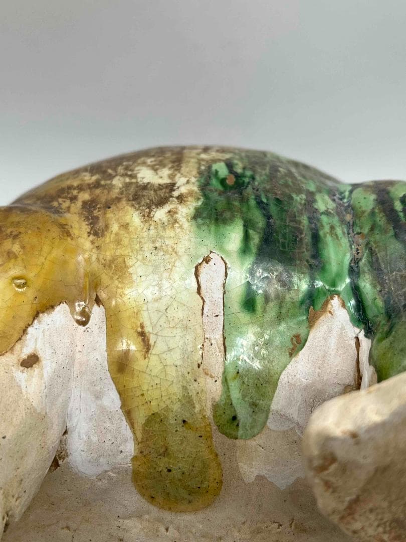 唐時代　唐三彩犀牛　極上品　【旧家旧蔵】　希少貴重　唐物(B-72)