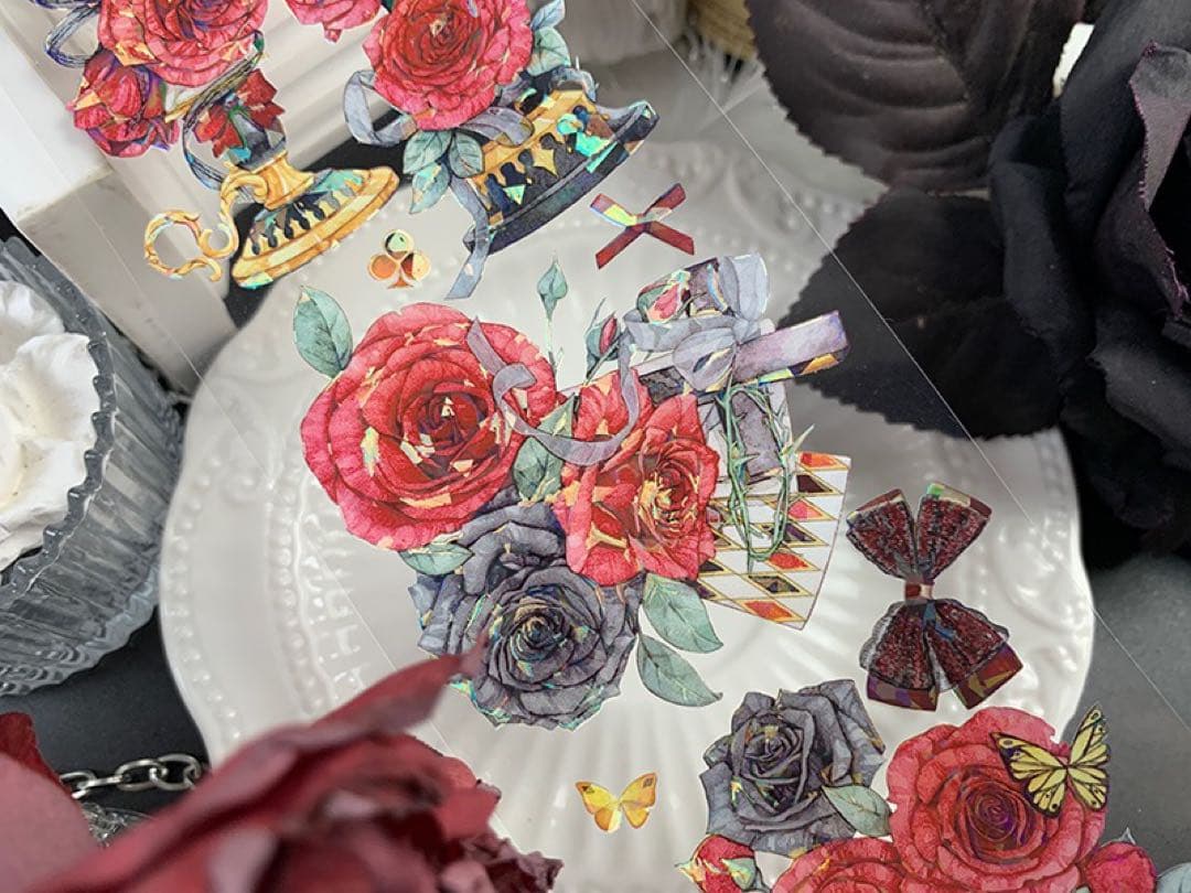 新七天《黯夜玫瑰》 PETテープ　海外マスキングテープ 【1183】