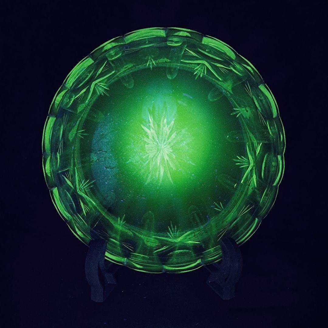 【希少】大正ロマン　切子　ウランガラス　大鉢