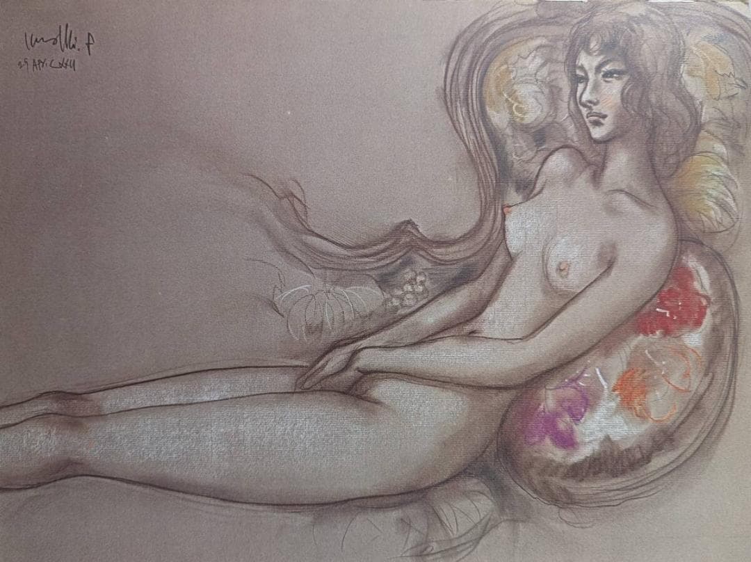 古沢岩美、「長椅子」、厳選、希少画集・額装画、限定800部、人気作品