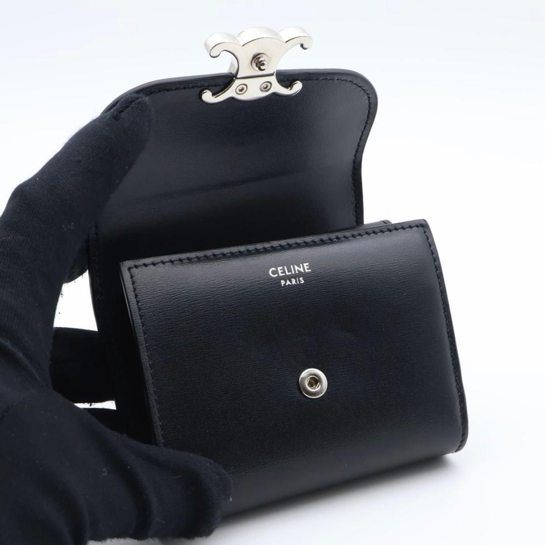 【極美品】CELINE スモールフラップウォレット　三つ折り財布　黒