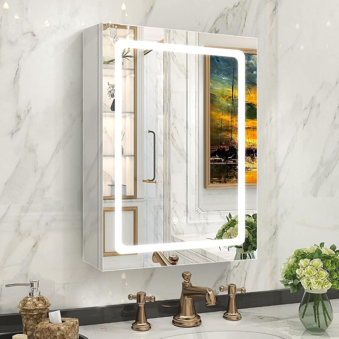 【Janboe】 LEDバスルームミラーキャビネット 50×70cm