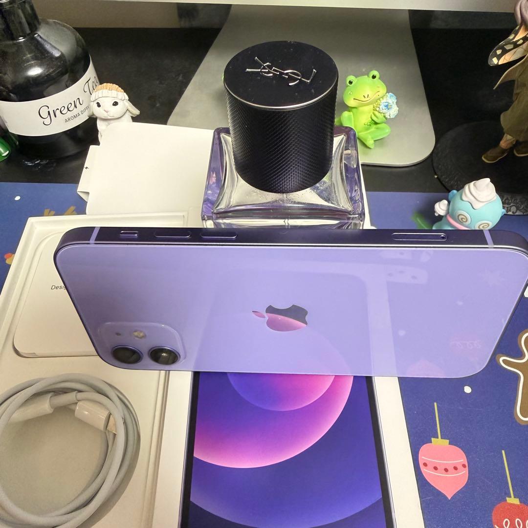 Apple iPhone 12 パープル 充電ケーブルと箱付 BT-88%