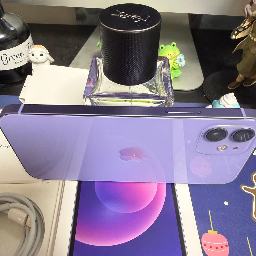 Apple iPhone 12 パープル 充電ケーブルと箱付 BT-88%