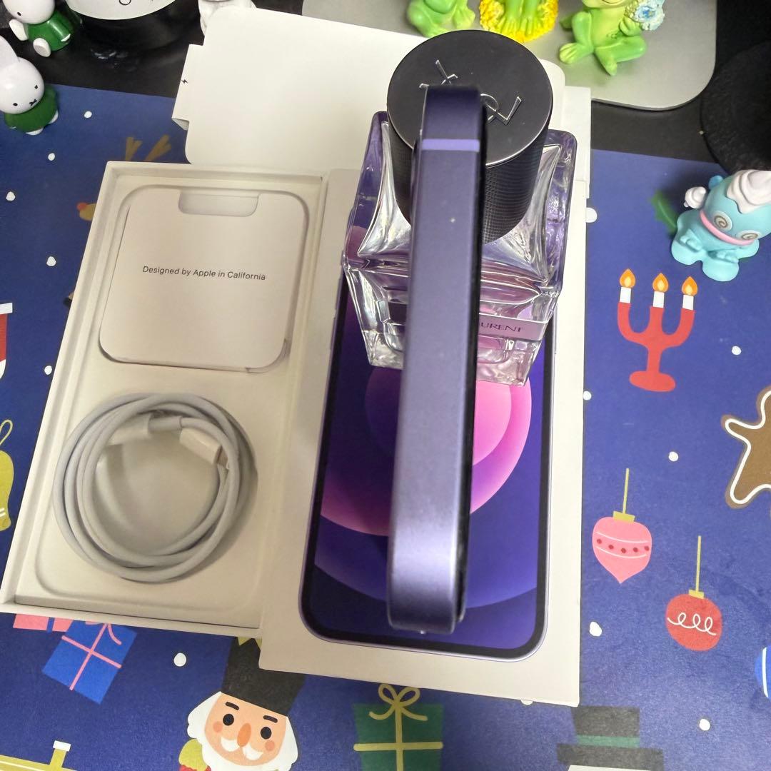 Apple iPhone 12 パープル 充電ケーブルと箱付 BT-88%