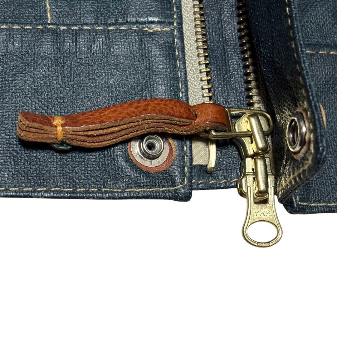 美品 L&KONDO ルコンド リアルレザー インディゴ 切替ライダース L