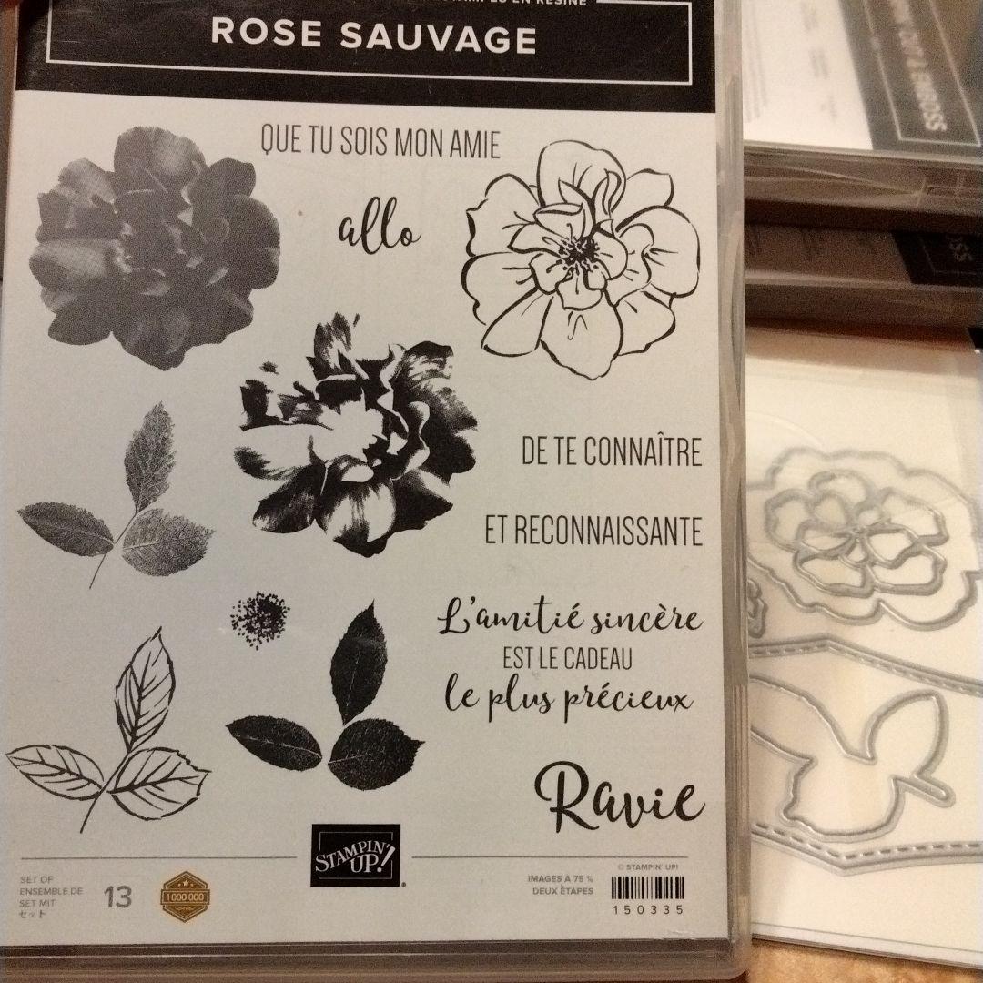 お値下げ！未使用　スタンピンアップ　フランス語の薔薇スタンプとダイのセット