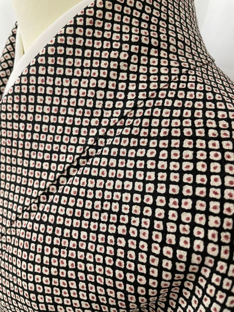 お見分け済　美品　正絹袷　染疋田　小紋　袋帯