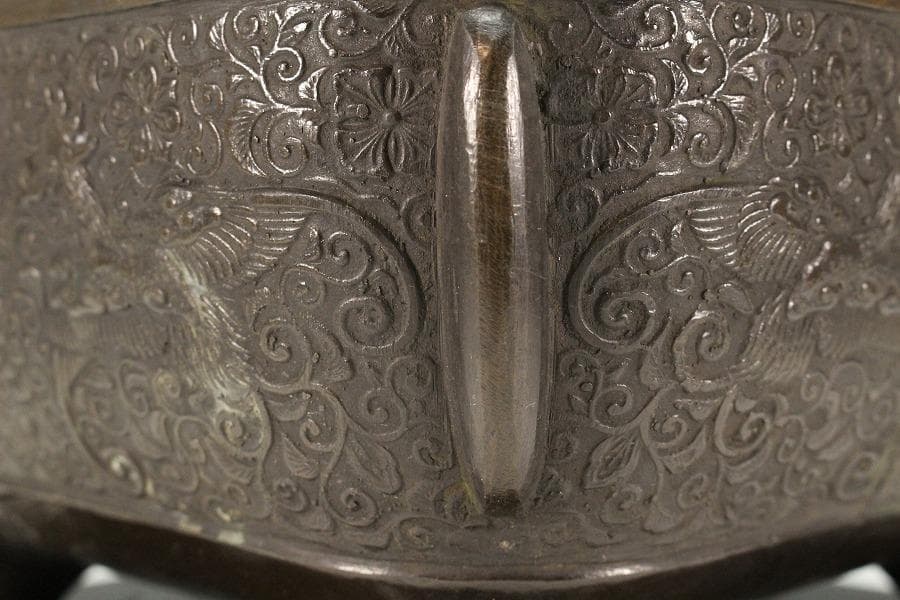 古銅 饕餮紋 双耳 四方 瓶掛(K-LC697)