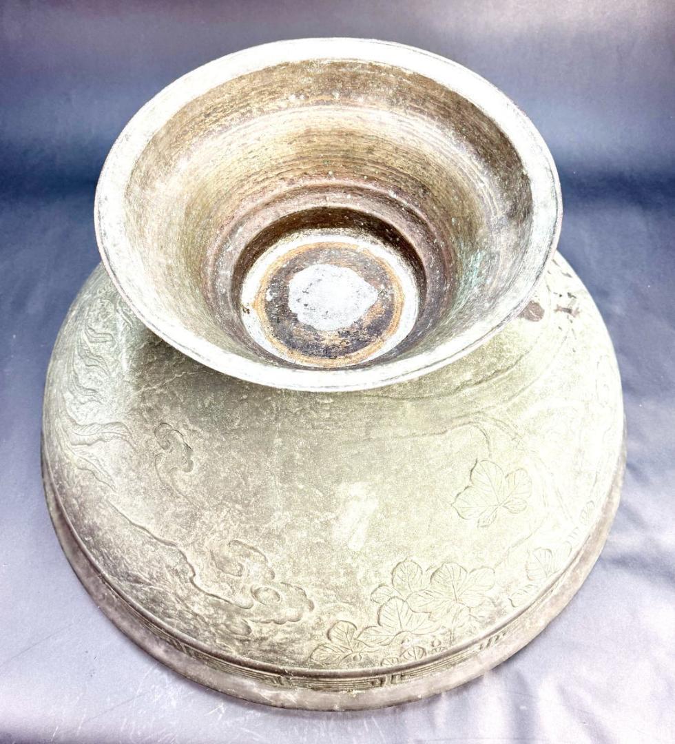 中国 青銅器 古代 鳳凰文特大鉢 約10kg 唐物 骨董 入手困難WWST092