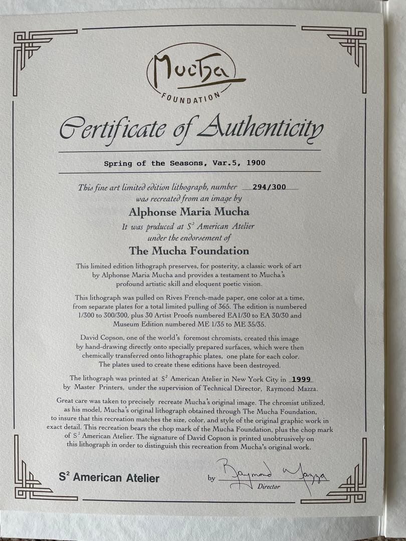 ミュシャ 四季 春1900 Var. 5 リトグラフ