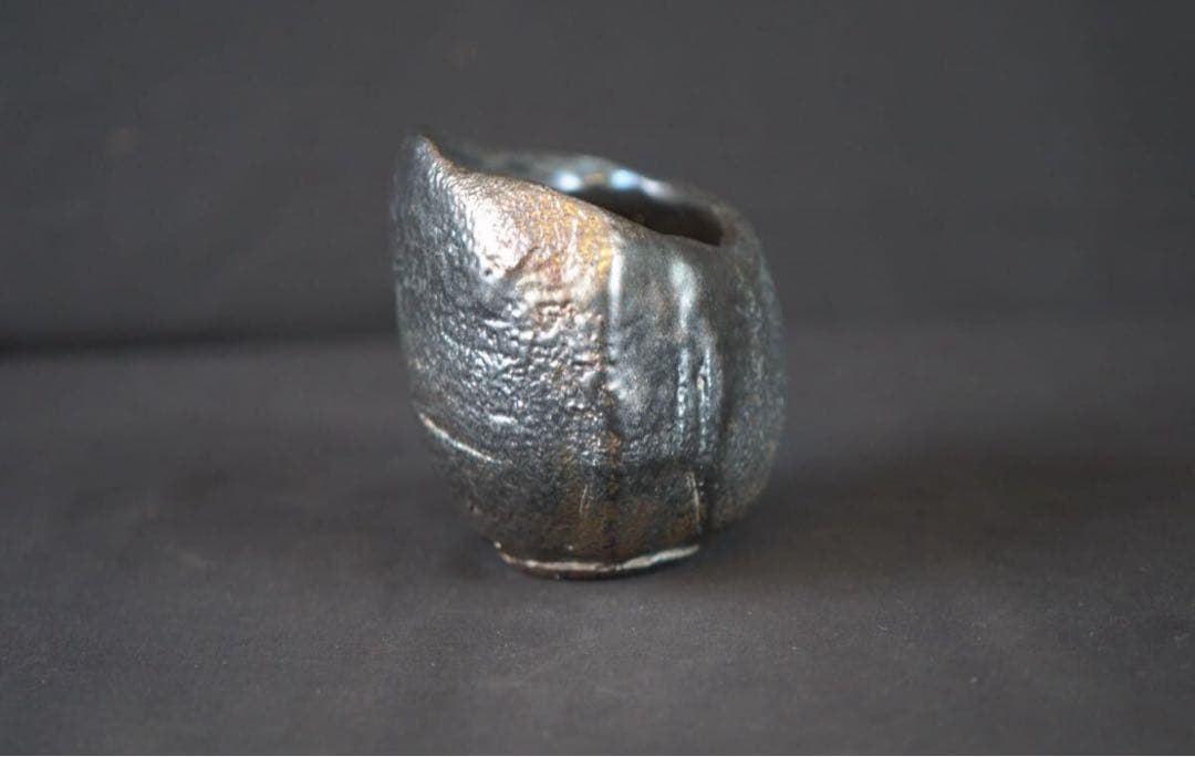 石嶋哲彦 作 銀彩茶碗 共箱 栞 茶道具 保証品