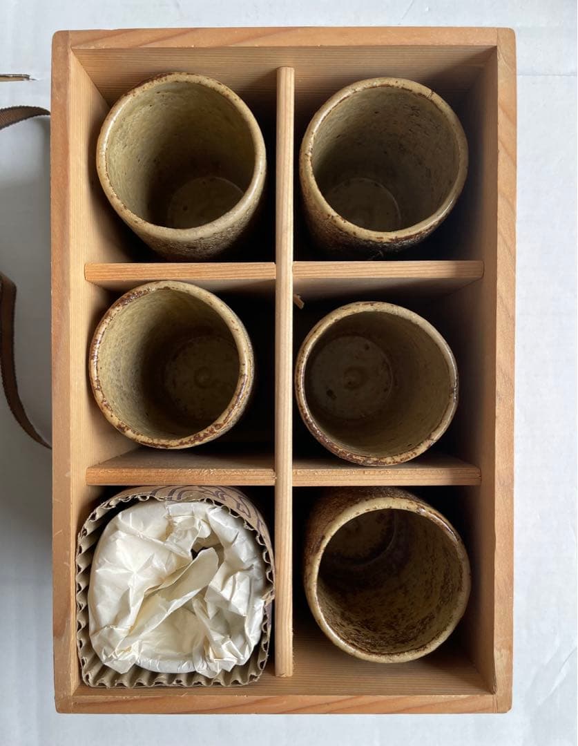 河本五郎　灰釉鳥紋　汲出碗　6客揃い