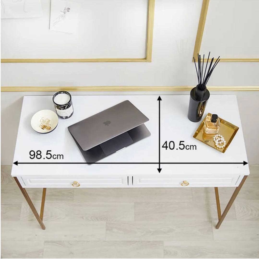 ホワイトデスク 2引き出し付き 98.5cm