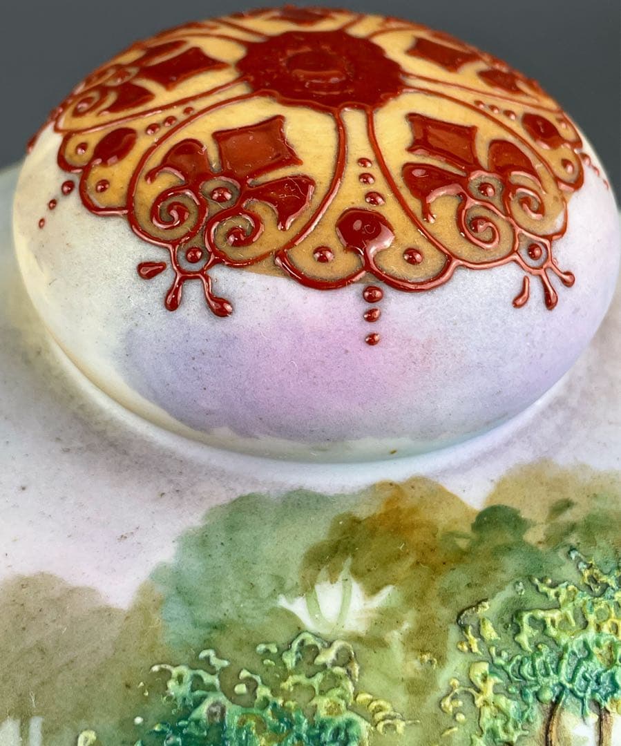 【専用】オールドノリタケ ヒュミドール 葉巻入れ 白鳥風景紋 盛り上げ