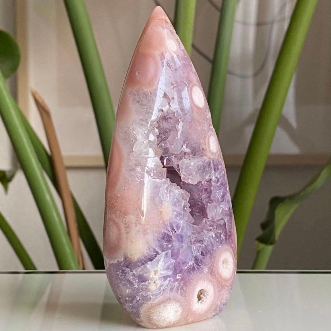 【 高品質 ピンクアメジスト フラワーアゲート 原石 フレイム 約251g 】