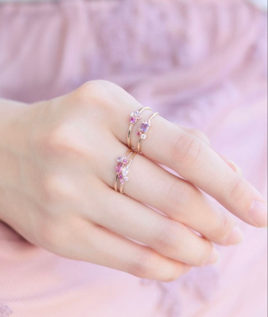 【L&Co.】 K10 マルチカラー 天然石リング ピンクトルマリン 13号