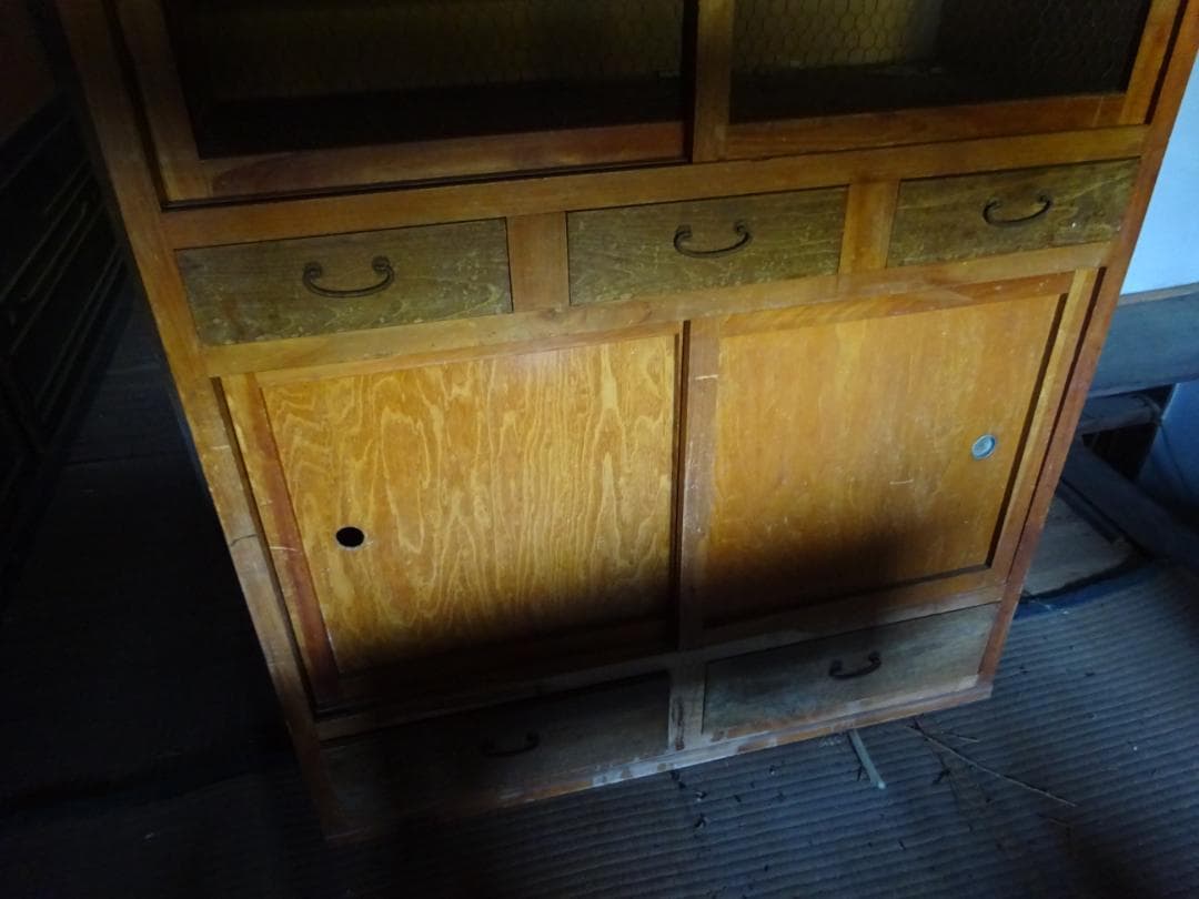 ★最終値 水屋　食器棚　アンティーク　レトロ　古民家蔵出　箪笥　古い家具 訳あり