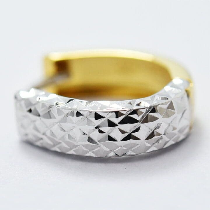 ピアス ユニセックス フープ K18 ホワイト 中折れ 両耳 馬蹄型 レディース