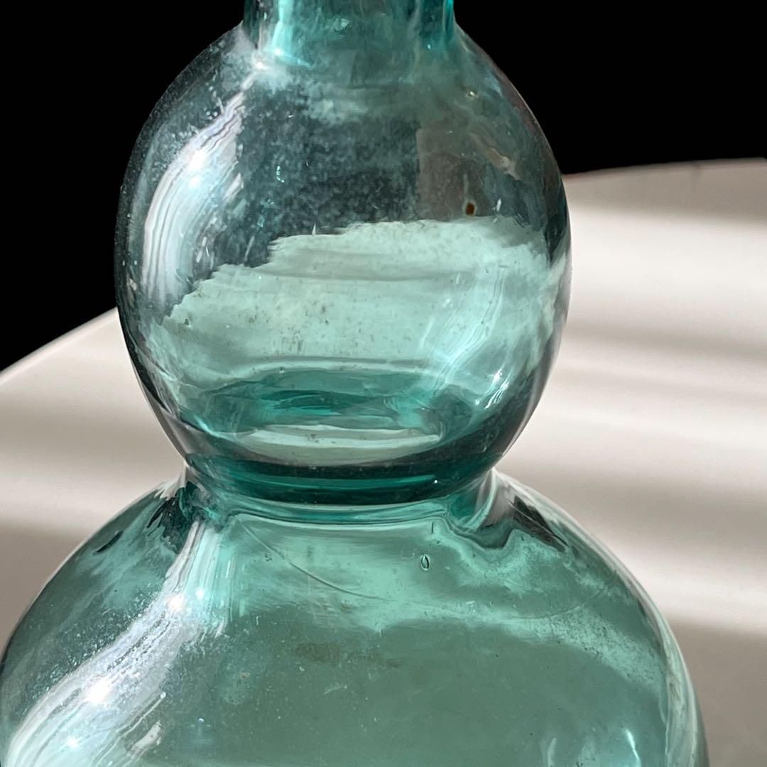 アンティーク　瓢箪ガラス瓶　ラムネ　吹きガラス　昭和レトロ　大正ロマン　骨董