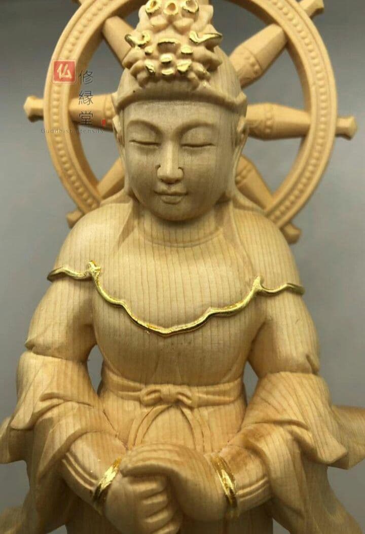 【修縁堂】最高級 木彫り 仏像 北辰妙見菩薩立像 彫刻 本金 切金 天然木檜材